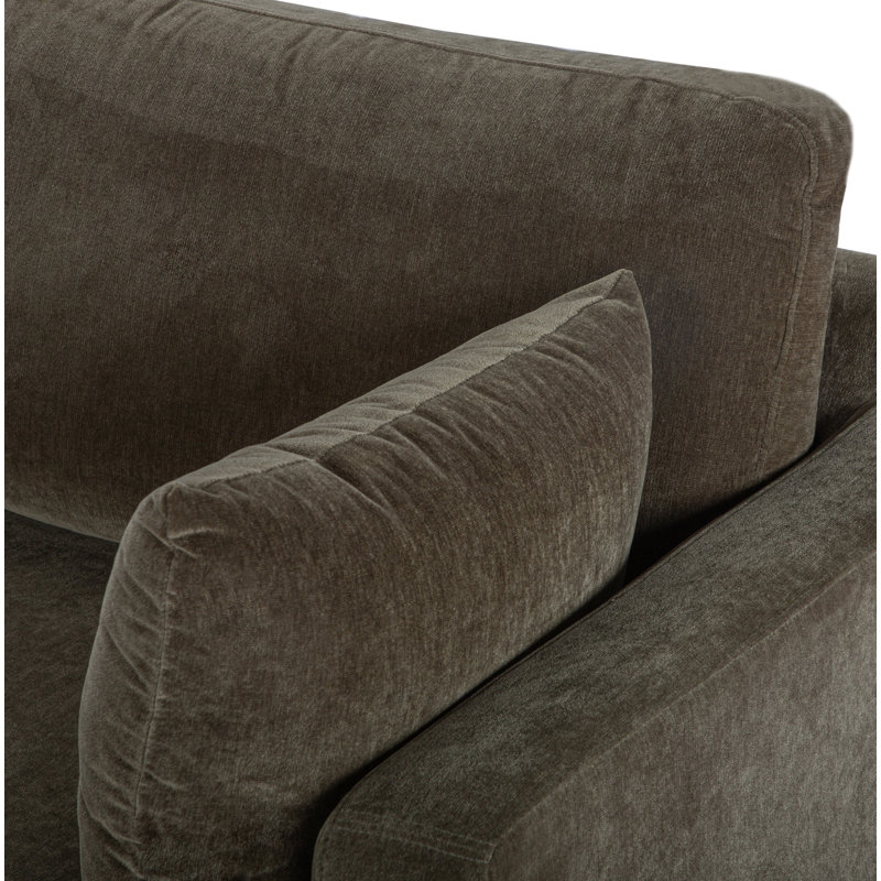 Canapé modulaire à méridienne rembourré Laguna, Orienté à droite (vu de face), Chenille performance vert olive