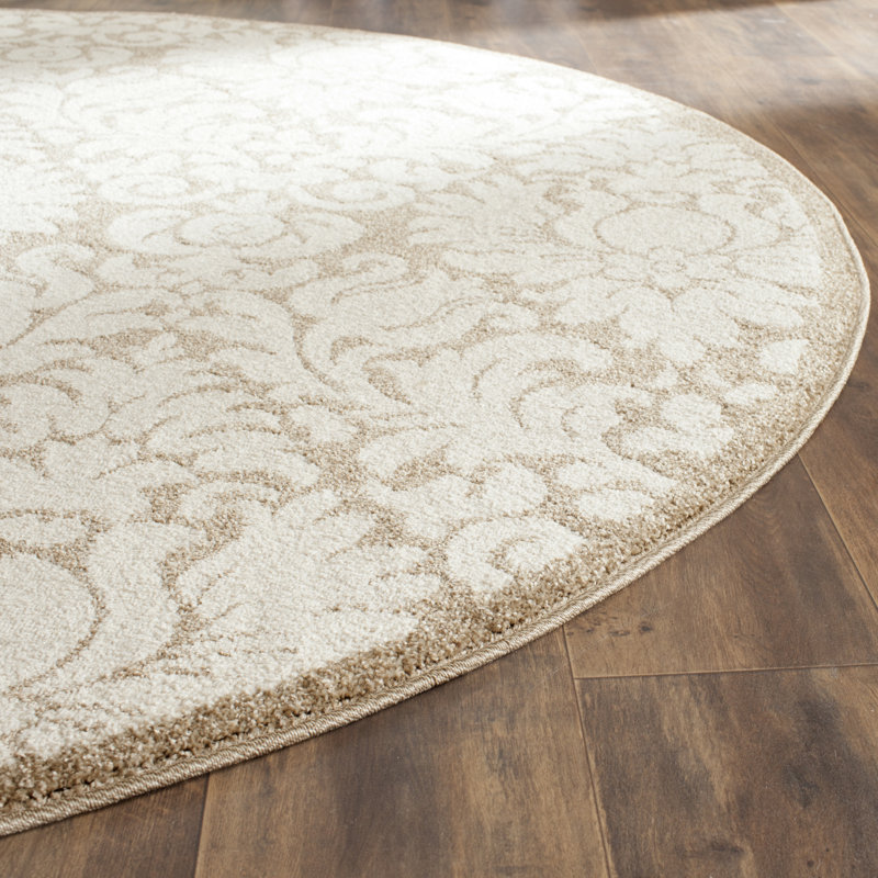 Carman Performance Damask Rug, Round 7'