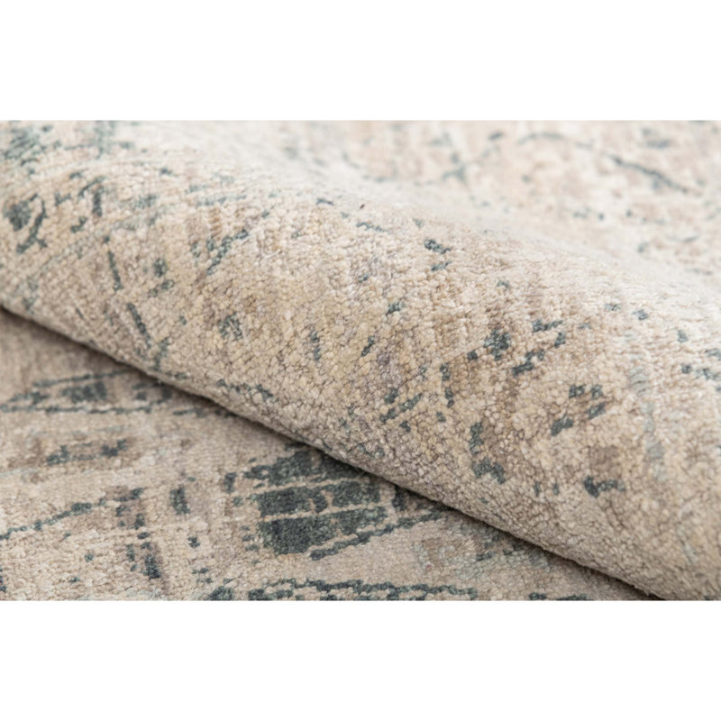 Handmade Silk and Wool Abstract Area Rug, Rectangle 6' x 9'