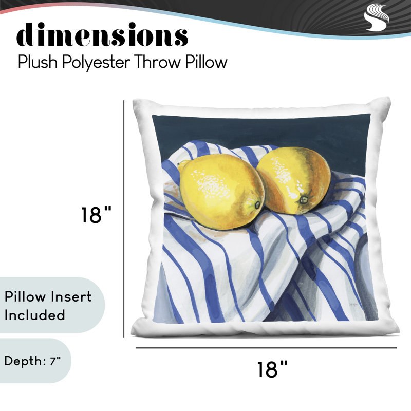 Coussin décoratif Fresh Kitchen Lemons sur vaisselle, Blue Food & Beverage 1