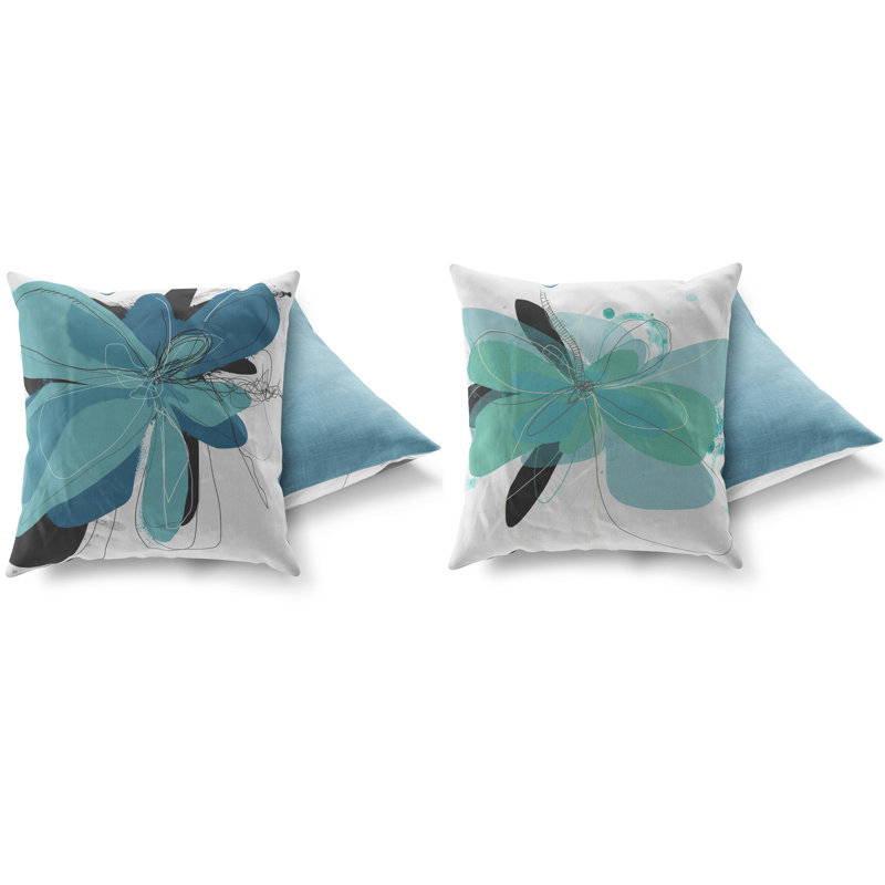 Floral Outdoor Reversible Throw Pillow