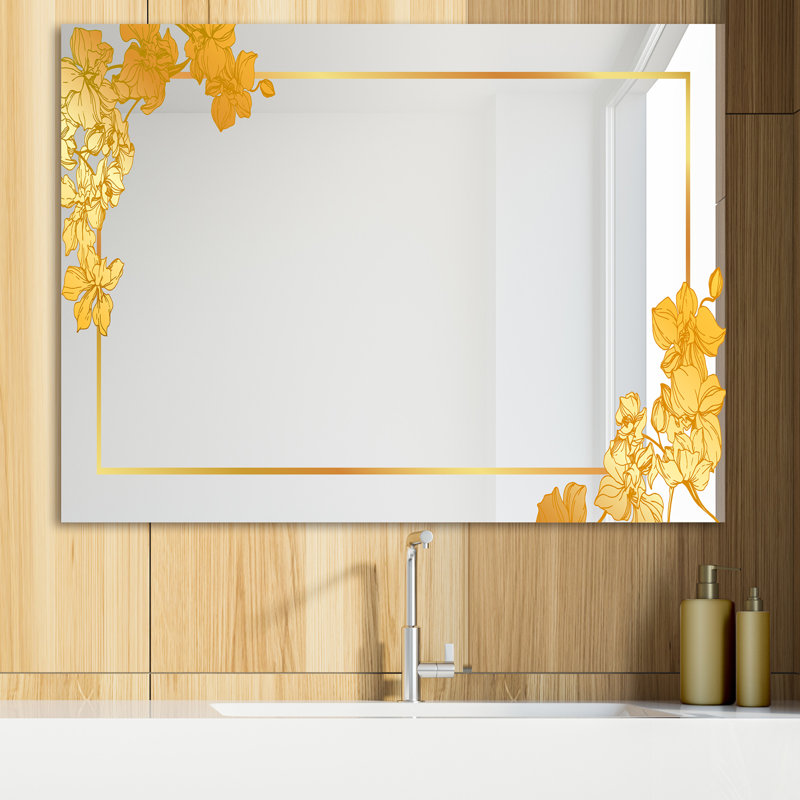Miroir de meuble-lavabo moderne et contemporain, H 29,5 po x l 39,4 po, Obsidienne botanique