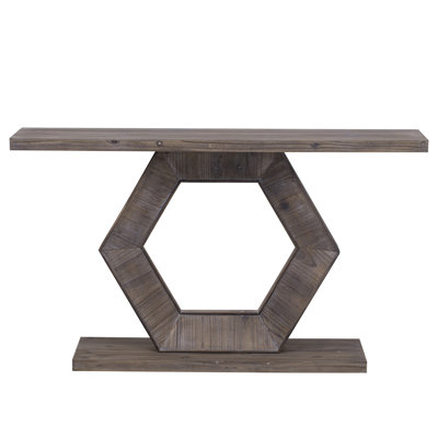 Modern Entryway Table With Innovative Hollow Hexagon Leg Structure And Premium Fir Veneer Finish For Sophistication