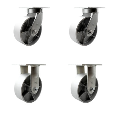 4 Piece Heavy Duty Semi Steel Cast Iron Caster Set