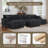 6 - Piece Upholstered Gray Faux Rabbit Fur Flannel Reversible Modular Sofa Living Room Sectional Couch with Ottoman-627037939