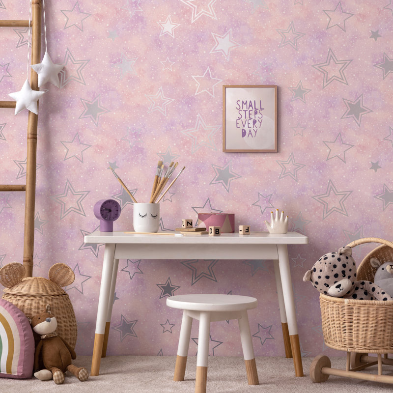 10.05m x 53cm Matte Wallpaper Roll, Pink Silver