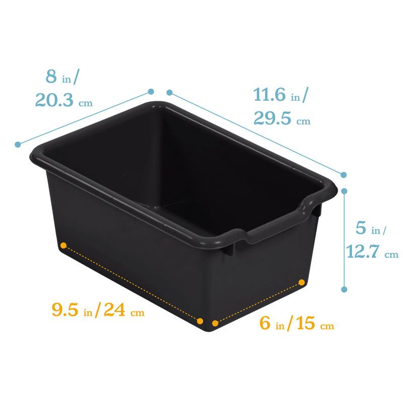 ECR4Kids Scoop Front Plastic Storage Bins, Multipurpose Organization, 20-Piece, Black