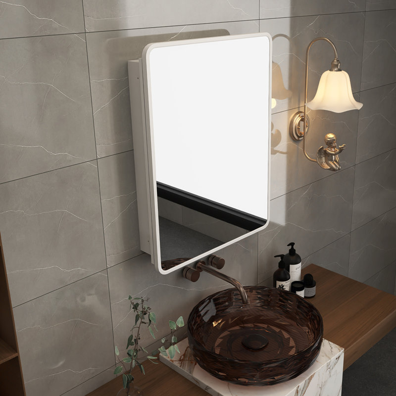 Armoire à pharmacie avec miroir Johnese, Blanc, H 32 po x l 24 po x P 4,9 po