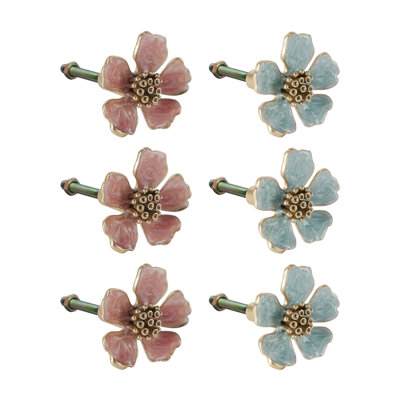 6 Piece Oversized Decorative 5-Petal Flower Novelty Knob Multipack