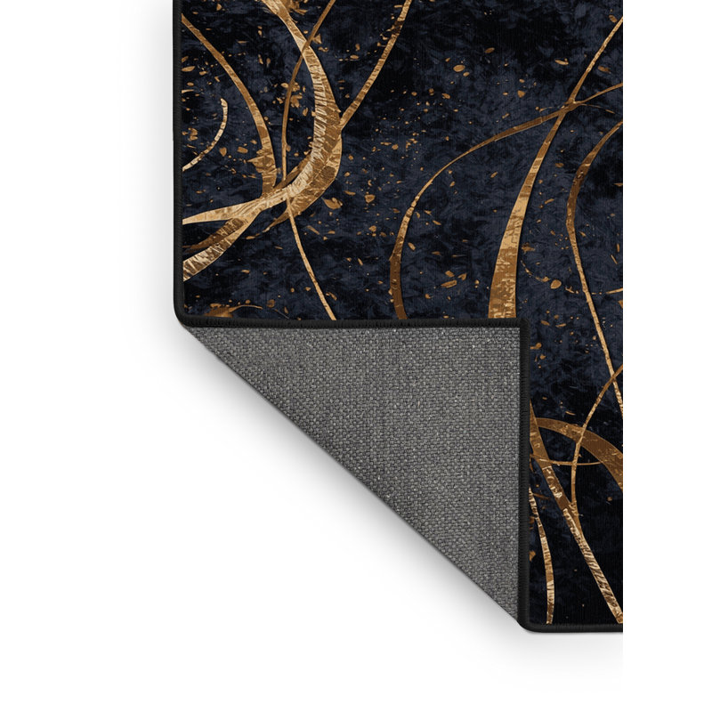 Soft Plush Fifield New Years Modern & Contemporary Abstract Area Rug in Gray – Black Binding, 8x12