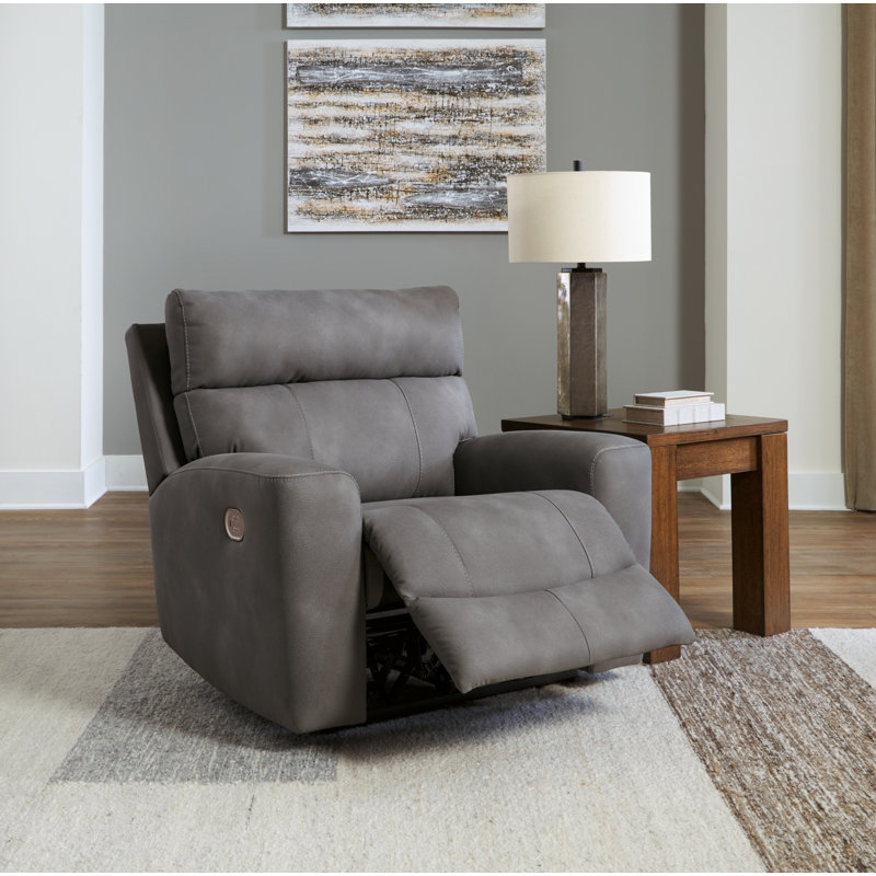 Lakaiya Power Recliner, Gray Faux Leather