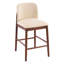 Ensemble de 2 tabourets de comptoir d'intérieur en bois rembourrés, chaise de bar, structure en noyer foncé avec revêtement beige-743908609