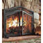 Small Crest Fireplace Screen With Doors-502977391-463304765
