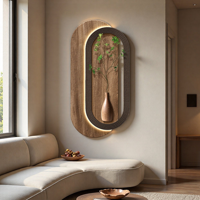 Zone de grès vert zen avec plantes murales illuminées, H 55,12 po x l 27,56 po x P 1,97 po