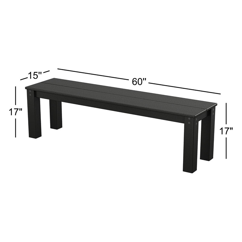 TREX Outdoors Parsons Outdoor Bench, Black, 17" H x 60" W