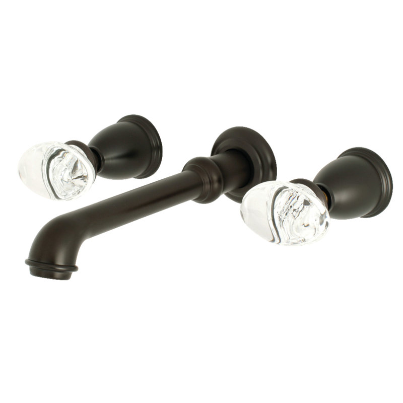 Kingston Brass Krystal Onyx Two-Handle 3-Hole Wall Mount Bathroom Faucet, Oil Rubbed Bronze