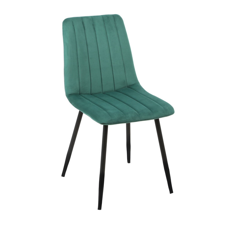 38cm H Velvet Upholstered Metal Upholstered Back Side Chair in Green