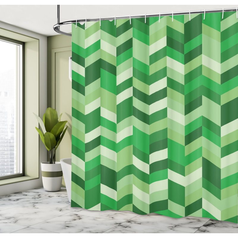 Ensemble de rideau de douche + crochets, H 75 po x l 69 po, Vert fougère