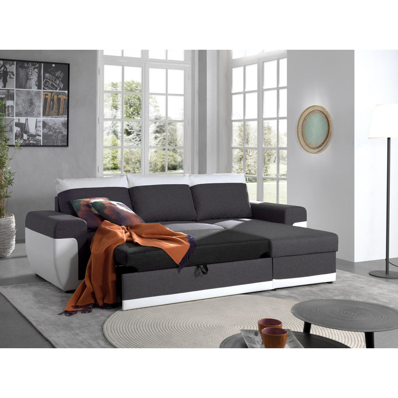 Milan 4 Seater Sofa Bed, White/Grey