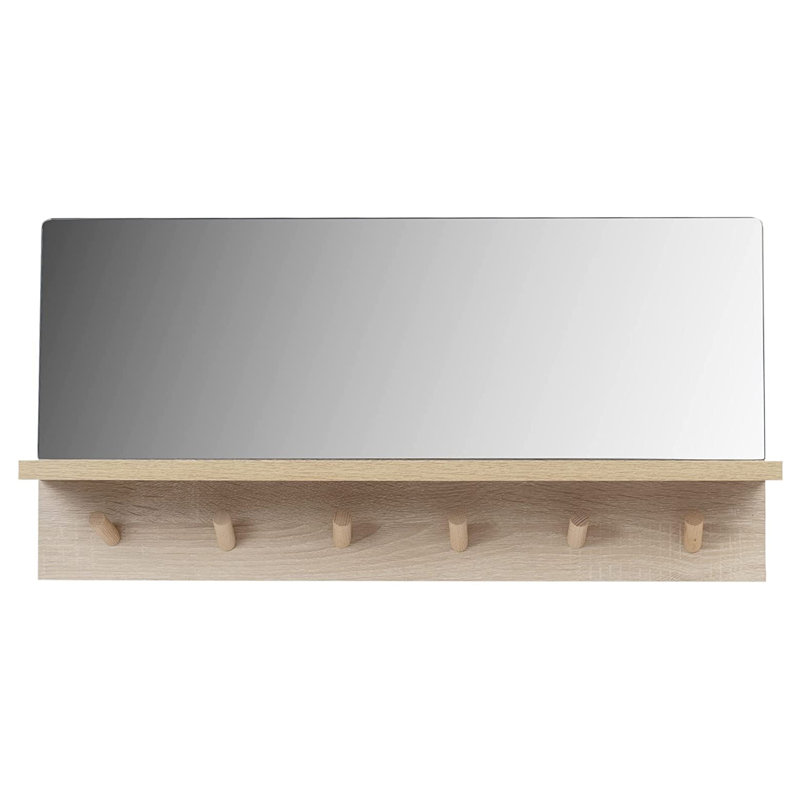 Miroir pratique et décoratif avec tablette de présentation et six crochets de rangement Kiera Grace,  23,62 po x 11,81 po
