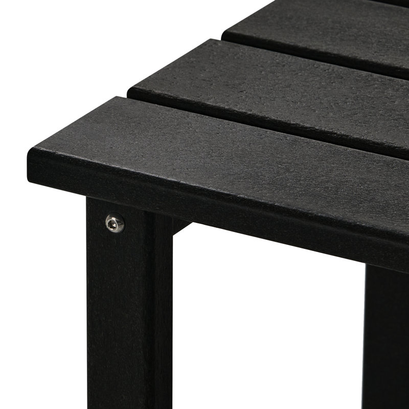 Outdoor Poly Adirondack Chair With Side Table And Ottoman, Black