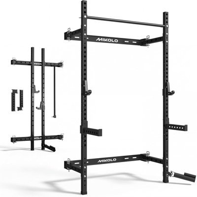 Mikolo Power Rack, 1000 lb Capacity, Folding Wall-Mounted Design And Pull-Up Bar For Home Gym