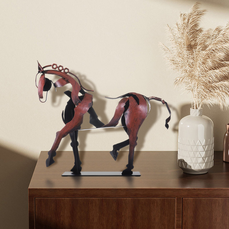 Statue de cheval en métal faite à la main Alcott Hill®, Bourgogne