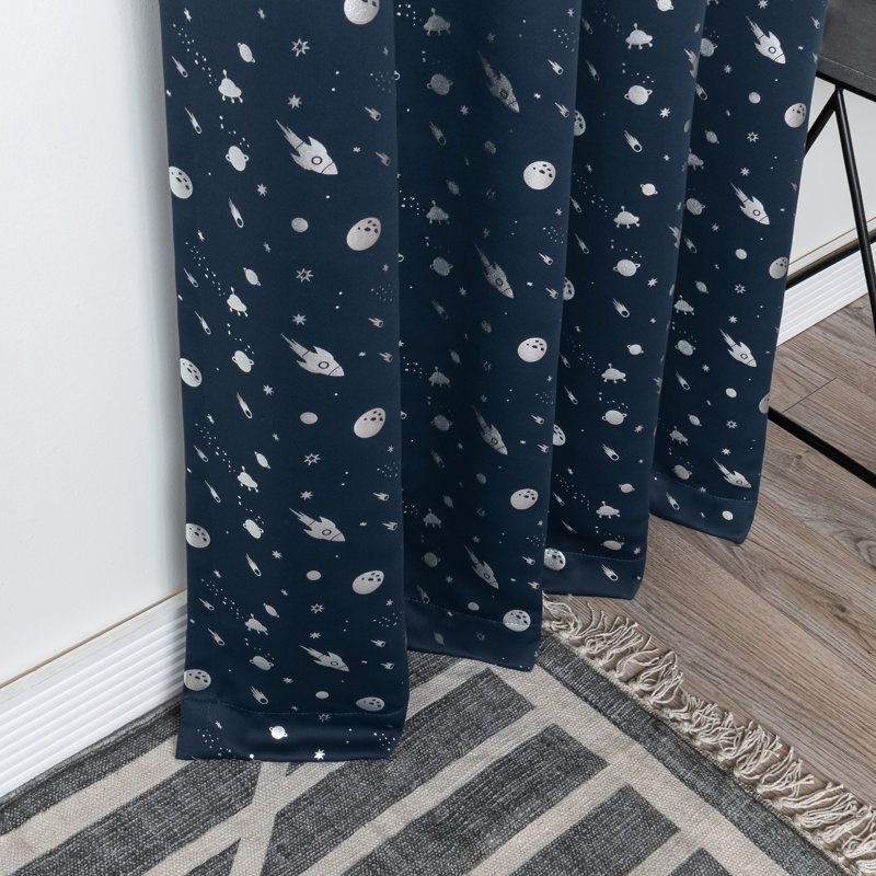 Paire de rideaux occultant en polyester Tatyana, Bleu marine, L 52 po x L 84 po