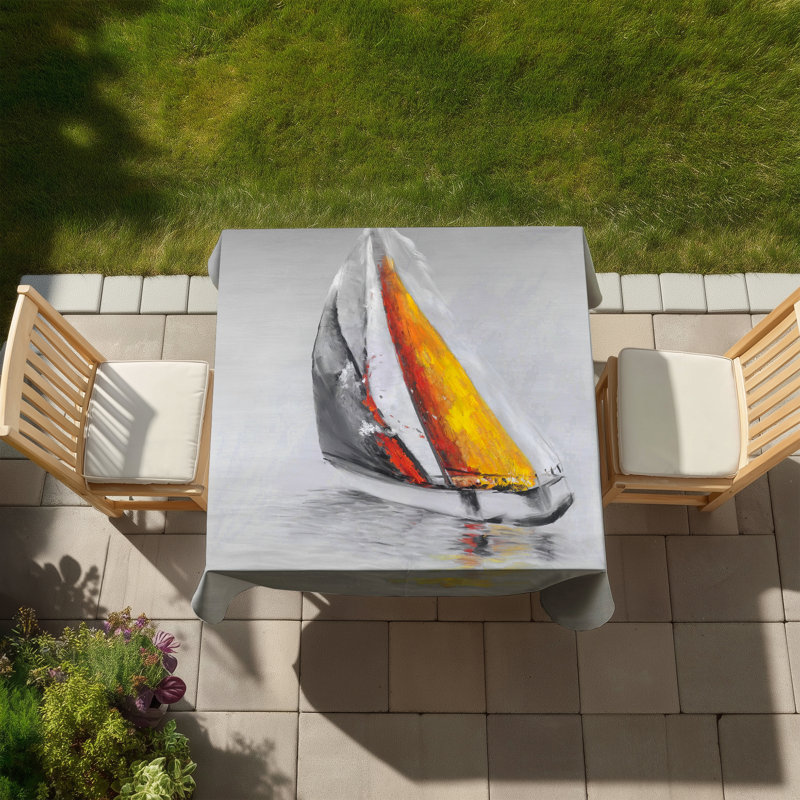 Blue Boat Tablecloth | Two Colors Sailing Boat | Home Decor