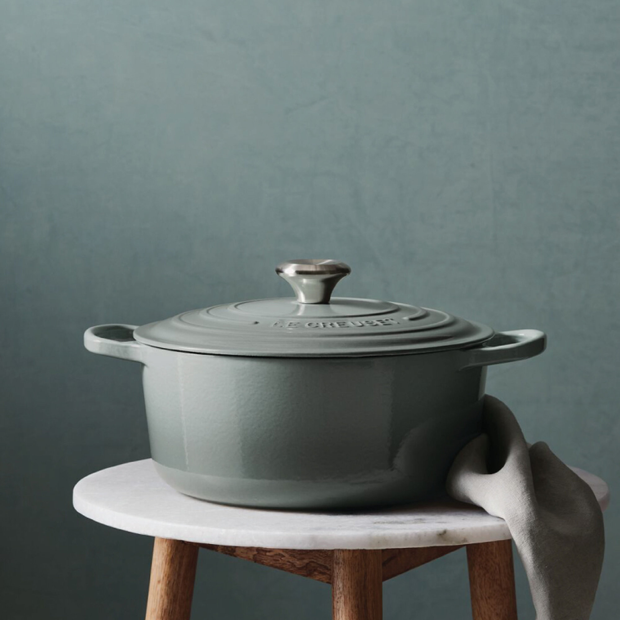 Le Creuset Signature Enameled Cast Iron Round Dutch Oven with Lid, 9 quarts, Sea Salt