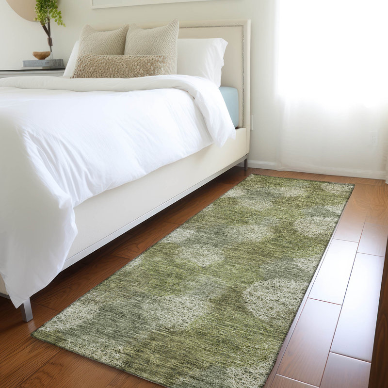 Tapis vert Prisco lavable à la machine de qualité supérieure, Tapis de couloir 2 pi 3 po x 7 pi 6 po