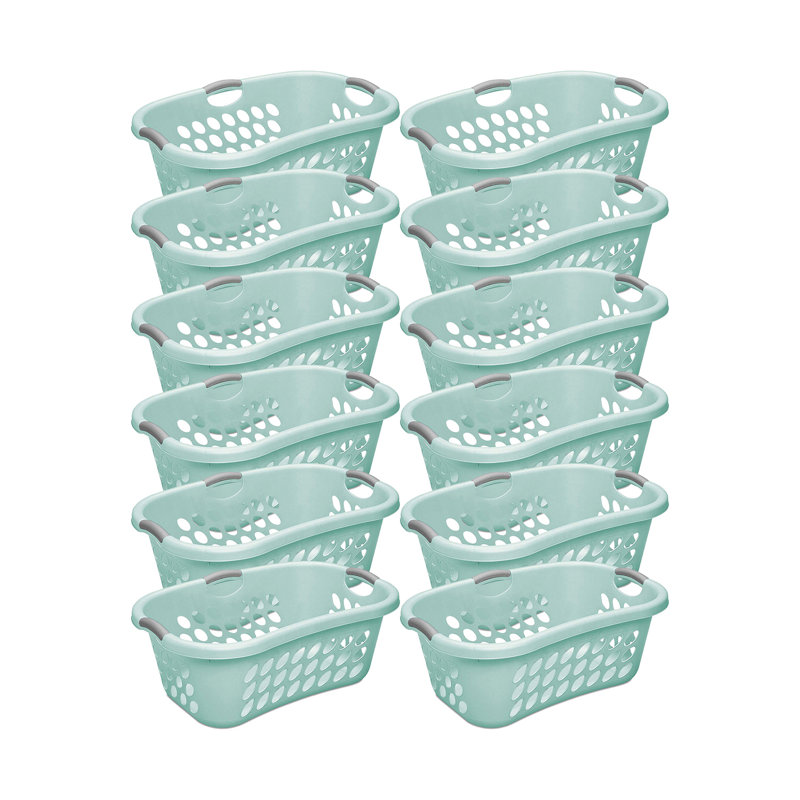 Storage Laundry Basket, Aqua Blue, 10" H x 18.13" W x 26.38" D