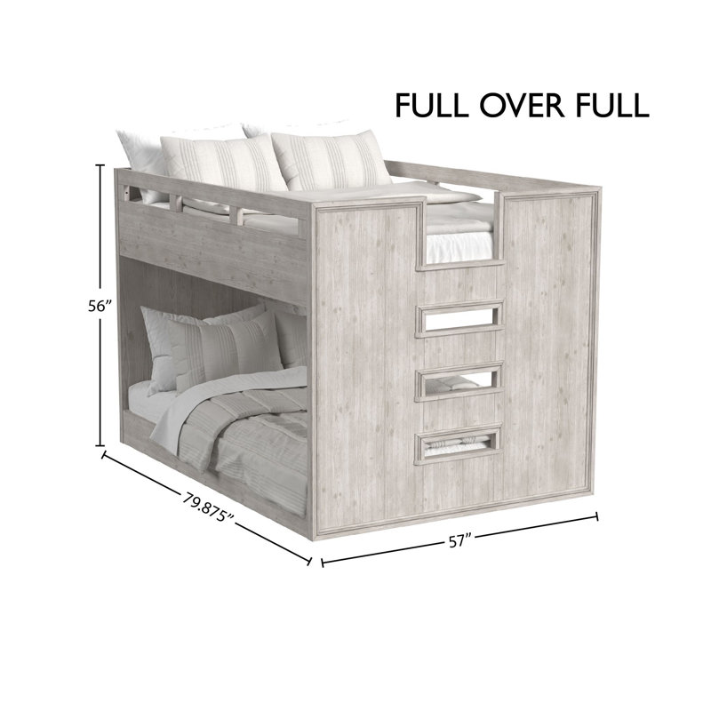 Cohn Solid Wood Full Over Full Bunk Bed, Washed Linen, Full over Full