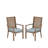 Set Of 2 23" All-Weather Aluminum Patio Dining Chairs With Light Gray Cushions And Khaki Frame