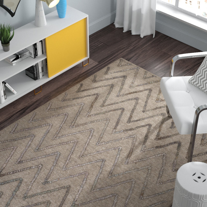 Tapis en jute/en sisal fait main géométrique à tissage plat Cline, Rectangle 4 pi x 6 pi