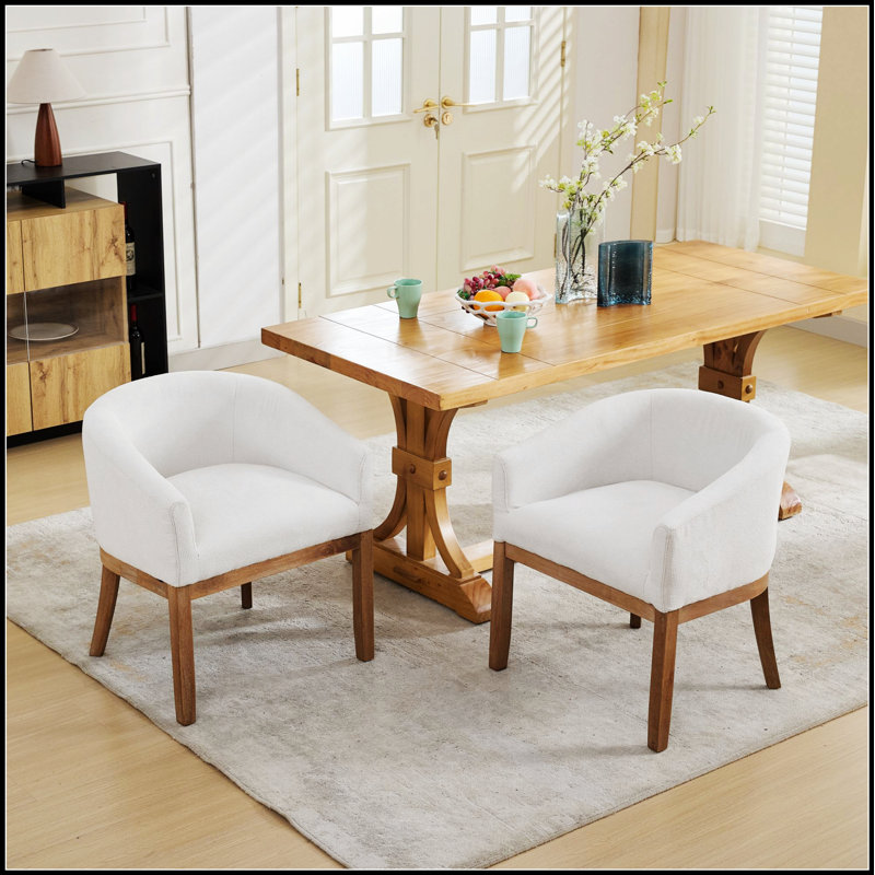 Chaise demi-tonneau rembourrée Mid-Century, Beige