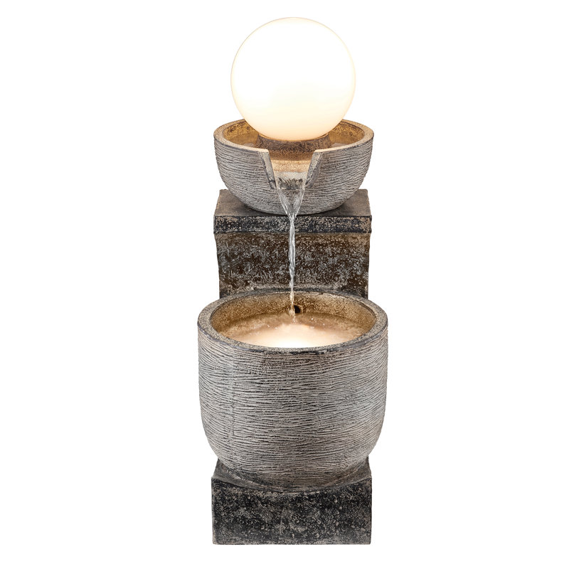 Elleker Outdoor Weather Resistant Cascade Fountain with Lights