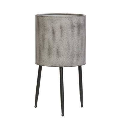 Abigail Mid Century Modern Indoor Metal Pot Planter With 3-Leg Metal Base