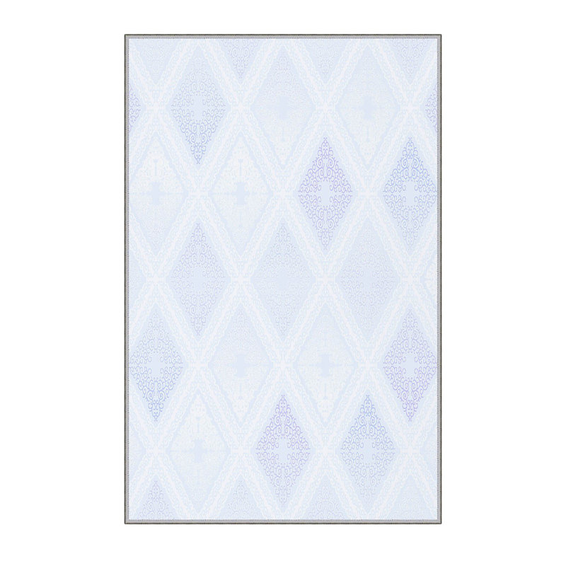 Tapis en polyester tissé à la machine bleu pastel Carpenter, Rectangle 2 pi 7 po x 4 pi 11 po