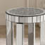 Table ronde en miroir avec incrustation de cristal, petit canapé moderne à 2 couches avec espace de rangement, table décorative argentée convenant au salon, à la chambre à coucher, au café et aux petits espaces