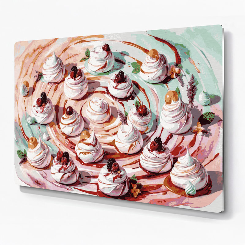 Desserts Pavlova, art mural gris en métal, H 24 po x l 36 po