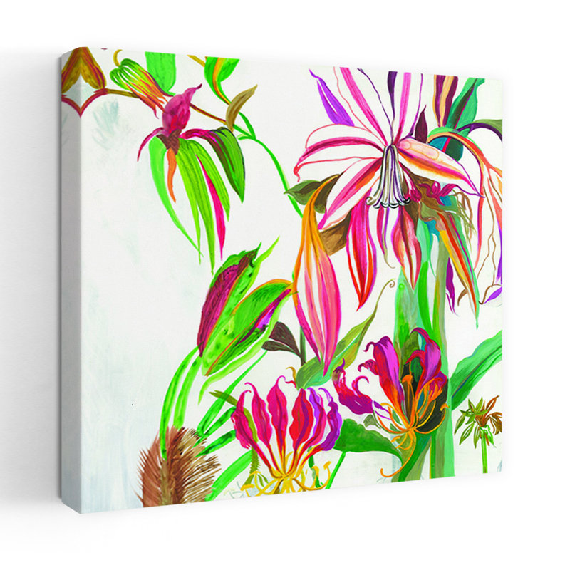 Art tropical contemporain abstrait tropical vibrant III, H 18 po x l 18 po