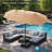 Kozyard 15 FT Double-Sided Rectangular Patio Umbrella, Base Included, Crank Lift Outdoor Patio Umbrella with UV Protection for Backyard, Pool & Garden Beige-62007406