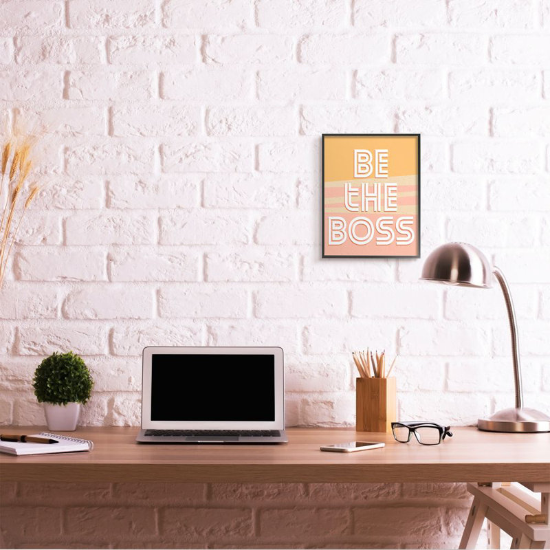Reproduction d’art textuel « be the boss inspirational positive leadership » par Kim Allen, Giclée encadrée noir minuit