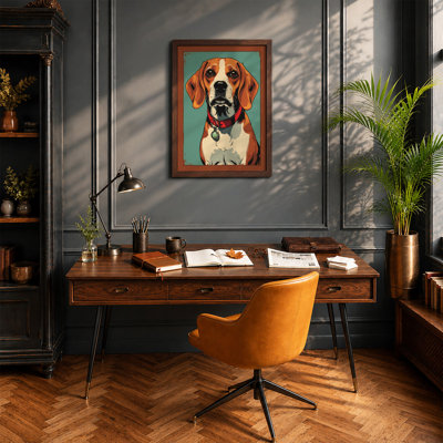Watchful Beagle Modern - Framed Print