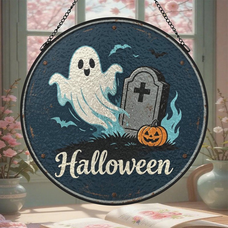 Panneau fantôme Halloween, 7,8 x 7,8 po (20 x 20 cm)