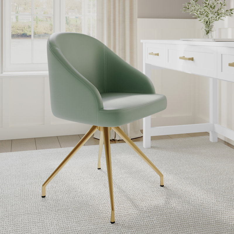 Chaise de bureau Martha Stewart Sora, Laiton poli, Sauge