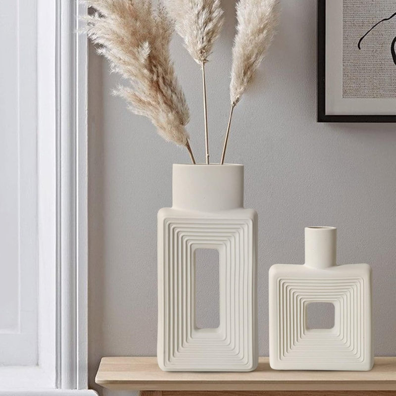 Ensemble de 2 vases en céramique, Blanc