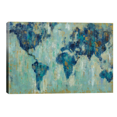 Map Of The World by Silvia Vassileva - Wrapped Canvas Painting