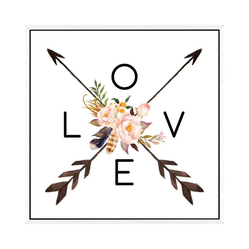 Love - Print on Canvas, 45.72cm H x 45.72cm W x 3.81cm D, White Framed